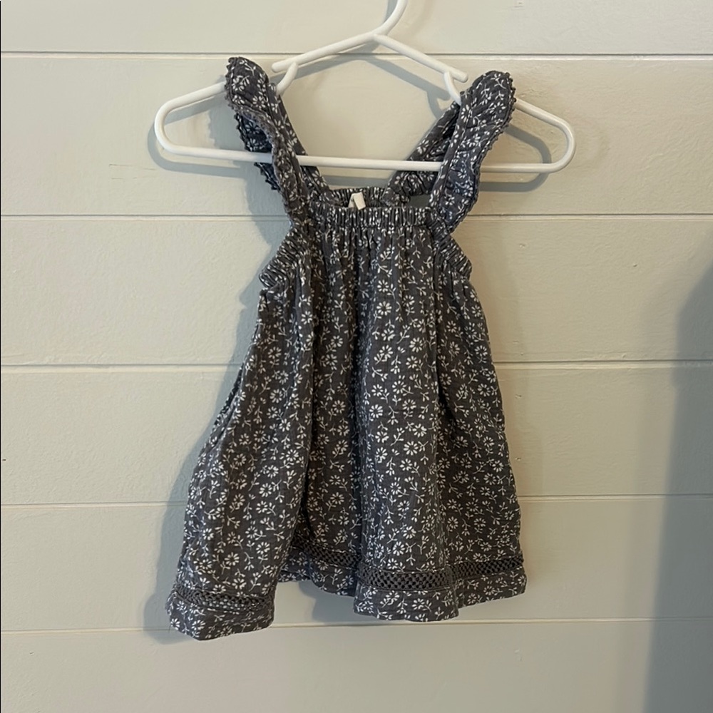 Quincy Mae Blue/Grey Floral Sleeveless Dress